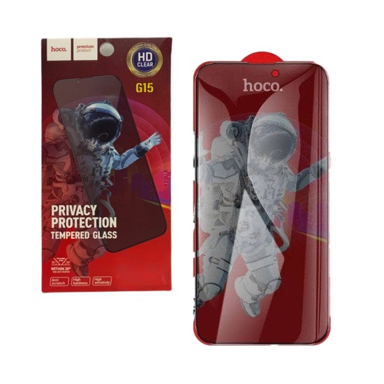 Hoco Privacy Tempered Glass Screen Protector G15 for Apple iPhone 16 Black Hoco Privacy Tempered Glass Screen Protector G15 for Apple iPhone 16 Black